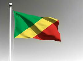 Congo national flag waving on gray background photo