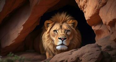 Cave Lion realistic. ai generation photo