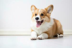 Cute Welsh Corgi dog isolate on white background photo