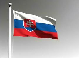 Slovakia national flag waving on gray background photo