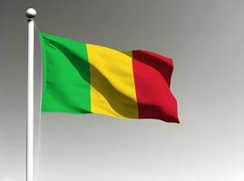 Mali national flag waving on gray background photo