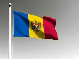 Moldova national flag waving on gray background photo