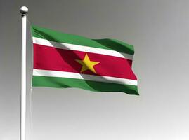 Suriname national flag isolated on gray background photo