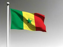 Senegal national flag waving on gray background photo
