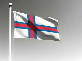 Faroe islands national flag waving on gray background photo