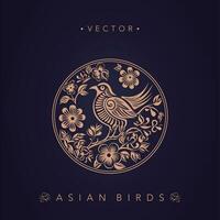 Asian traditional bird patterns ancient Chinese flower and bird patterns vector