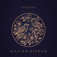 Asian traditional bird patterns ancient Chinese flower and bird patterns vector