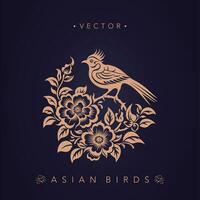 Asian traditional bird patterns ancient Chinese flower and bird patterns vector