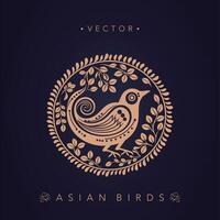 Asian traditional bird patterns ancient Chinese flower and bird patterns vector