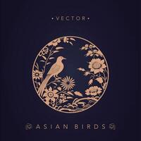 Asian traditional bird patterns ancient Chinese flower and bird patterns vector