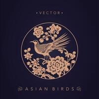 Asian traditional bird patterns ancient Chinese flower and bird patterns vector