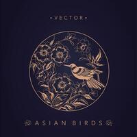 Asian traditional bird patterns ancient Chinese flower and bird patterns vector