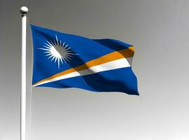 Marshall Islands national flag waving on gray background photo