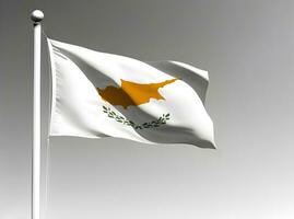 Cyprus national flag waving on gray background photo