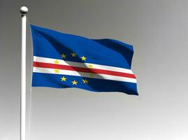 Cape Verde national flag waving on gray background photo