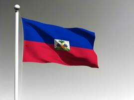 Haiti national flag isolated on gray background photo