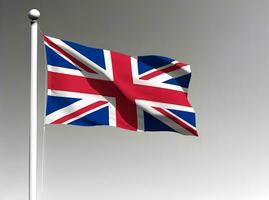 United Kingdom national flag waving on gray background photo