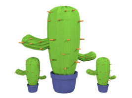 3d object of cactus plant with spines and pot. Minimal nature concept for banners, presentations, advertising. 3D Illustrations png