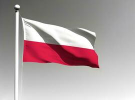 Poland national flag waving on gray background photo