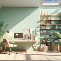 New Age Professional Settings Captured in Soft Lighting Featuring Trend-Aligned Workspace AI Generative photo