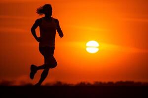 Running into the Sunrise - A Symbol of Endurance and Determination AI Generative photo