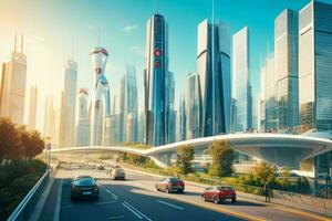 modern city in trendy futurism style. Pro Photo