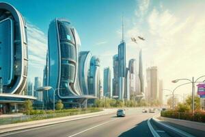 modern city in trendy futurism style. Pro Photo