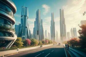 modern city in trendy futurism style. Pro Photo