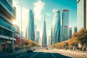 modern city in trendy futurism style. Pro Photo