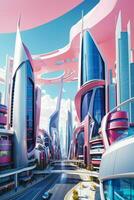 modern city in trendy futurism style. Pro Photo