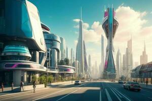 modern city in trendy futurism style. Pro Photo