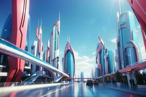 modern city in trendy futurism style. Pro Photo