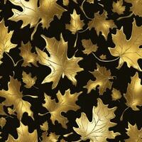black background with golden shiny leaves photo