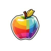 big colorful rainbow apple on white isolated background photo