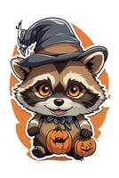 raccoon wearing hat halloween kawaii artwork photo