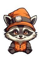 raccoon wearing hat halloween kawaii artwork photo