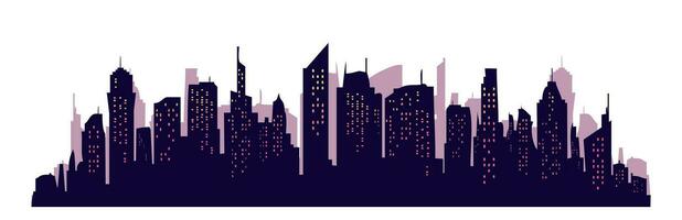 Silhouette of a densely built-up city vector