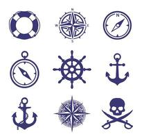 A set of marine theme icons vector