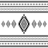 Geometric folklore seamless ethnic pattern. Aztec and Navajo tribal style with native motif design for textile and embroidery. Black and white color. vector