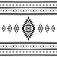 Geometric folklore seamless ethnic pattern. Aztec and Navajo tribal style with native motif design for textile and embroidery. Black and white color. vector