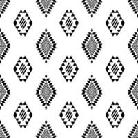 Ethnic abstract repeat geometric motif. Seamless Native American pattern. Vector illustration in tribal style. Black and white. Design for textile, fabric, curtain, shirt, frame.