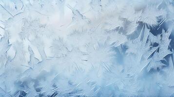 escarcha patrones en un ventana representando hielo cristales, transporte un invierno sentir, Perfecto para fiesta saludos ai generativo foto