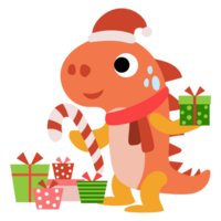 Dinosaur christmas happy new year png