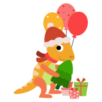 Dinosaur christmas happy new year png