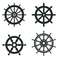 A set of silhouettes of a ship's helm. Rudders of the ship vector