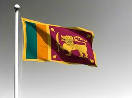 Sri Lanka national flag waving on gray background photo