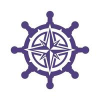 Helm with a rose of winds in the center vector