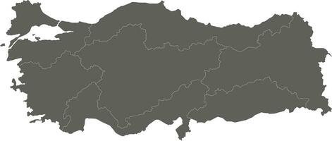 Vector blank map of Turkey with regions and geographical divisions. Editable and clearly labeled layers.