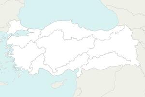 vector blanco mapa de Turquía con regiones y geográfico divisiones, y vecino países. editable y claramente etiquetado capas.