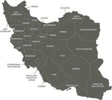 Vector map of Iran with provinces and administrative divisions. Editable and clearly labeled layers.